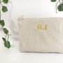Personalised Makeup Pouch, Natural Linen Pouch Bag, thumbnail 2 of 4