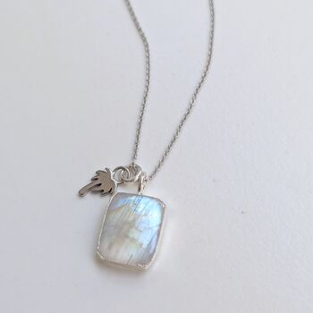 The Duo Moonstone Necklace, Silver, 5 of 10