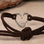 Handmade Sterling Silver And Leather Heart Bracelet, thumbnail 3 of 6