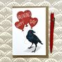 Crow Valentine's Day Card, thumbnail 1 of 3