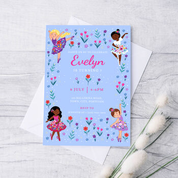 Digital Editable Ballerina Kids Birthday Party Invitation Template, 7 of 10