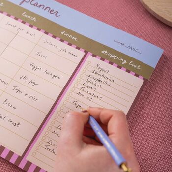 A4 Weekly Meal Planner Pad | Berry Stripe, 3 of 5