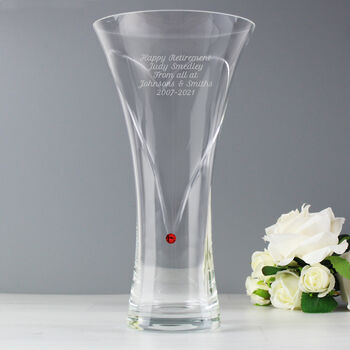 Personalised Heart Ruby Swarovski Hand Cut Glass Vase, 4 of 5