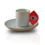 Porcelain Coffee Cup With Red Evil Eye Detail, thumbnail 1 of 2