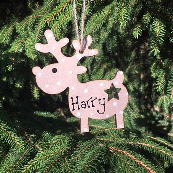 Personalised Reindeer With Star Christmas Decoration, 5 of 5