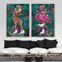 Flamingo In Tropical Flower Jungle Wall Art Print, thumbnail 3 of 5