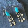 Handcrafted Brass And Turquoise Stone Earrings, thumbnail 1 of 5