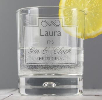 Personalised 'Gin O Clock' Etched Glass, 4 of 4