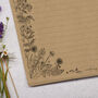 A4 Kraft Letter Writing Paper With Linear Flowers, thumbnail 2 of 4