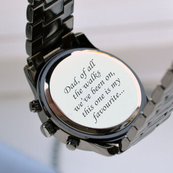 Gents Engraved Chunky Black Wrist Watch, 3 of 3