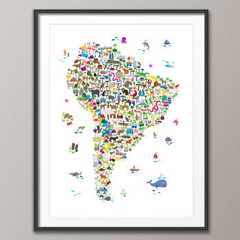 Animal Map South America Childrens Print, 3 of 5