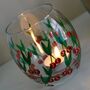 Cherry Painted Round Glass Tea Light Holder, thumbnail 3 of 7