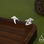 Mismatched Chanterelle Mushroom Stud Earrings In Sterling Silver, thumbnail 1 of 12