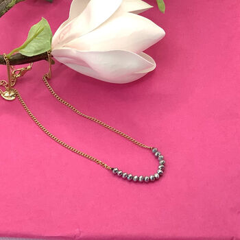 Gold Plated Grey Crystal Necklace, 2 of 6
