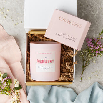 I Am Resilient Pink Affirmation Candle, 2 of 3