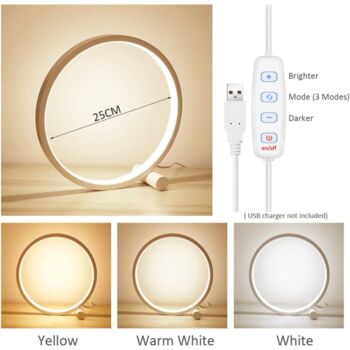 White Round Usb Modern Night Light Table Lamp, 7 of 7