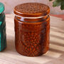 G Decor Embossed Bloom Handmade Ceramic Jars Storage With Floral Motif Lids, thumbnail 4 of 4