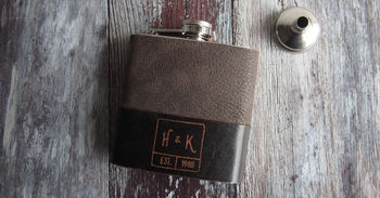 Customised Monogram Leather Hip Flask, 6 of 7
