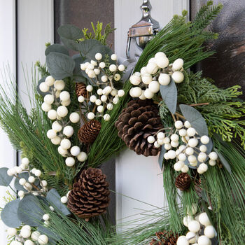 White Berry And Pinecone Wreath, 2 of 5