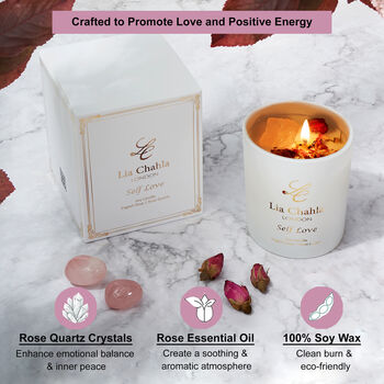 Aromatherapy Rose Soy Candle With Rose Quartz Crystals, 4 of 9