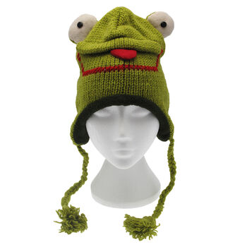 Frog Hand Knitted Woollen Animal Hat, 3 of 5