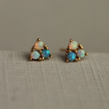 Turquoise Trio Opal Stud Earrings, 2 of 5