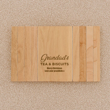 Personalised Wooden Flexible Sofa Tray Tea And Biscuits, 3 of 3