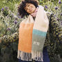 Personalised Soft Khaki And Mustard Colour Block Scarf, thumbnail 1 of 6