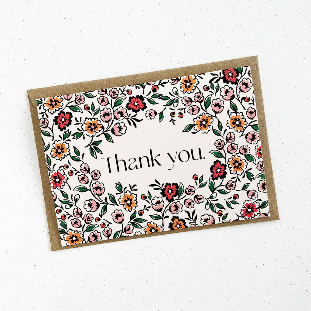 Ditsy Print Thank You Card, 1 of 3