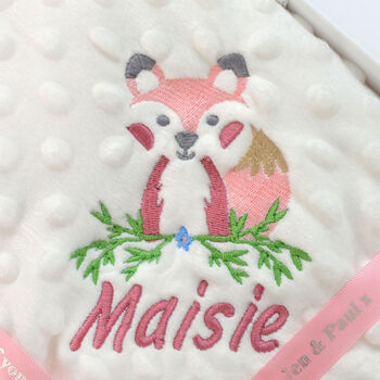 Personalised Embroidered Fox Baby Blanket With Name, 6 of 10