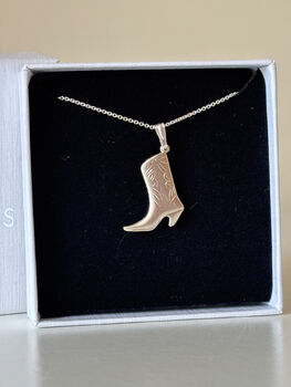 Sterling Silver Cowgirl Boot Pendant Necklace, 7 of 8