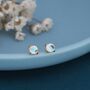 Sterling Silver Moonstone Glass Tiny Stud Earrings, thumbnail 7 of 12