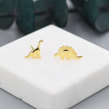 Sterling Silver Mismatched Dinosaur Stud Earrings, 5 of 12