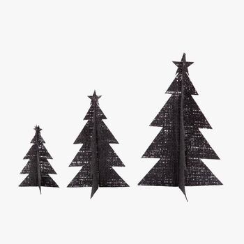 Set Of Three Hessian Christmas Trees, 3 of 4