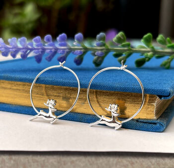 Sterling Silver Reindeer Christmas Hoop Earrings, 10 of 11