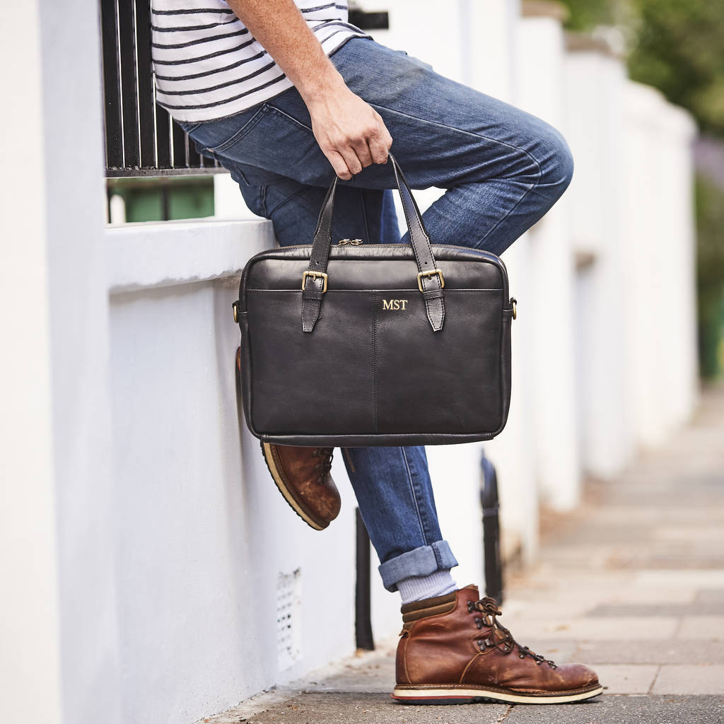 Leather Laptop Briefcase Bag By Vida Vida