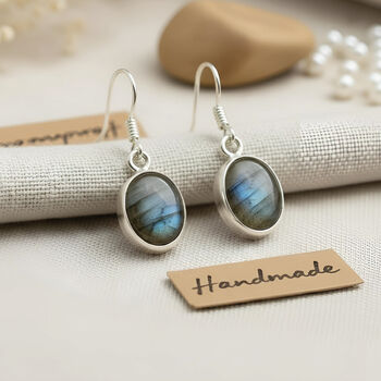 Sterling Silver And Labradorite Drop Earrings Handmade Jewellery, 3 of 4