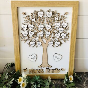 Personalised Mother's Day Framed Wooden Family Tree, 8 of 12
