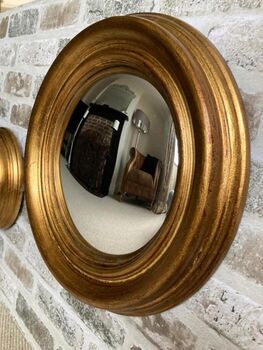 34cm Gold Convex Wall Mirror Porthole Fisheye Design, 4 of 6