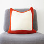 Hand Knit Colourblock Cushion In Rust And Ivory, thumbnail 1 of 6