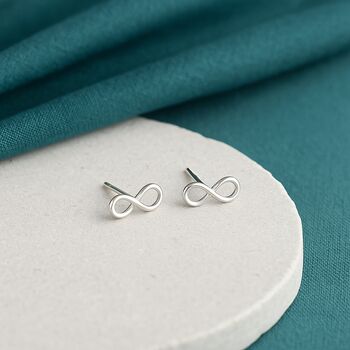 Sterling Silver Infinity Symbol Stud Earrings, 2 of 7