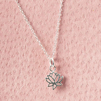 Lotus Flower Sterling Silver Necklace, 6 of 12
