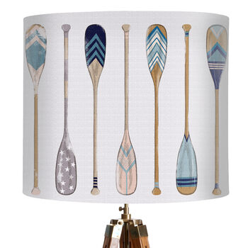 Vintage Style Oars Blue On White Lamp Shade, 11 of 11