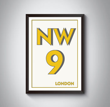 Nw9 Harrow London Typography Postcode Print, 4 of 10