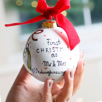 Personalised First Christmas As Mr And Mrs Bauble, 4 of 12