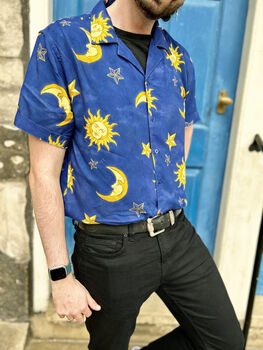90s Sun And Moon Pattern Button Up Shirt, 2 of 7