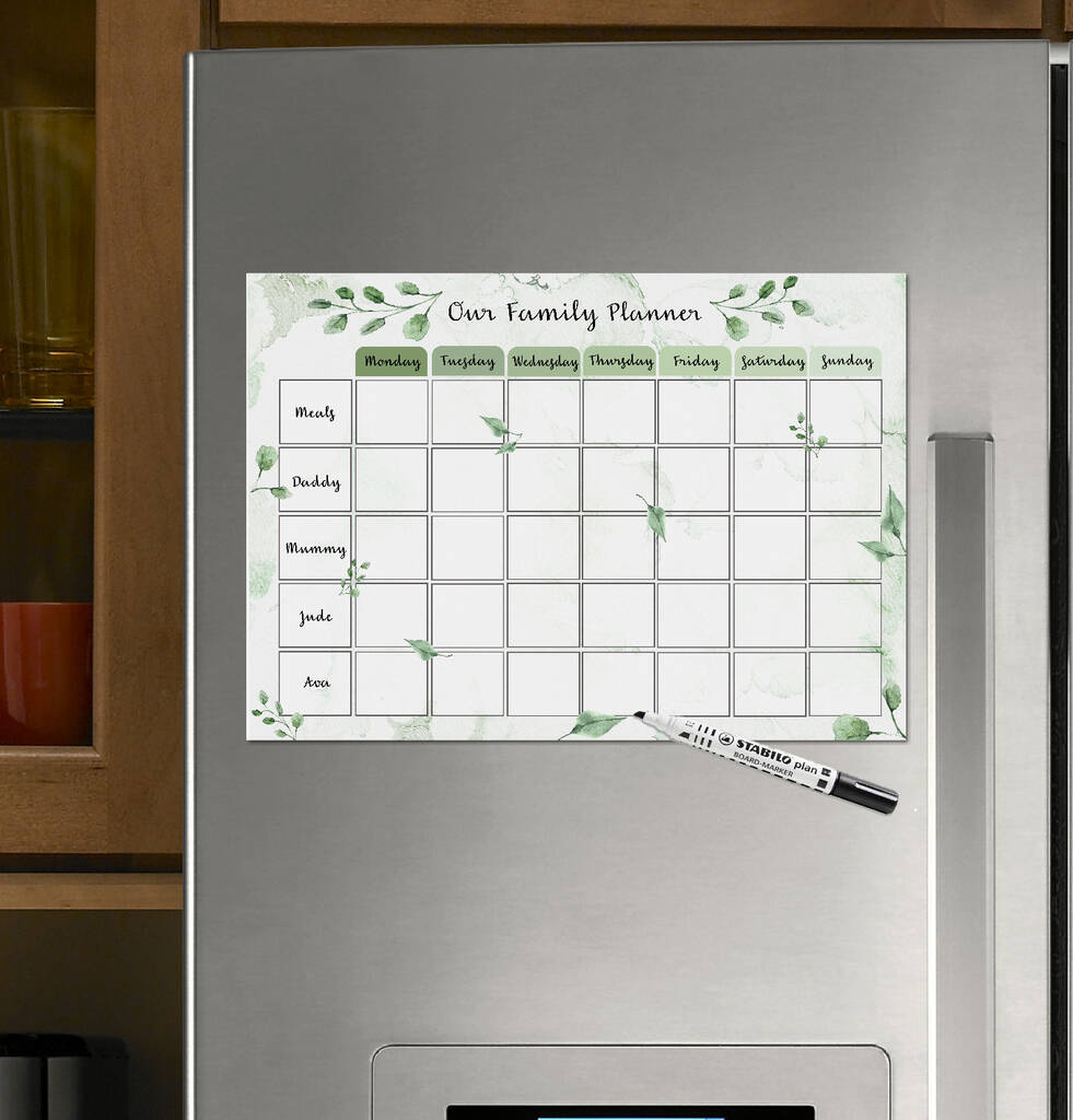 Personalised Weekly Planner Reusable Family Schedule By OliHarri