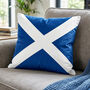 Scottish Saltire Square Cushion Cover In Blue And White, thumbnail 1 of 12