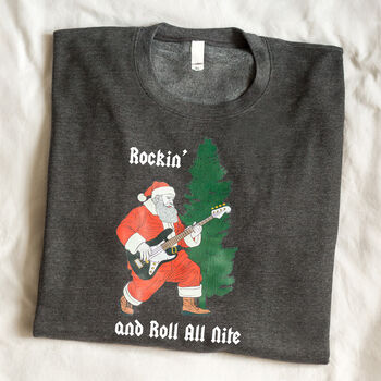 Personalised Festive Rock 'N' Roll Santa Christmas Jumper, 3 of 5