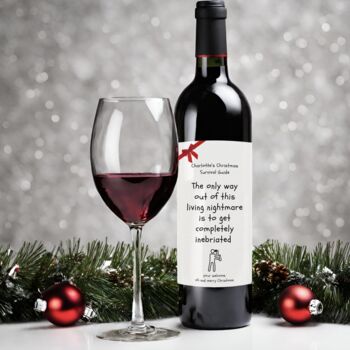 Personalised Funny Christmas Survival Wine Label, 4 of 4